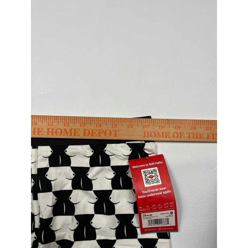 Shinesty Ball Hammock Boxer Briefs Mens XL White Chest Mate Checkered